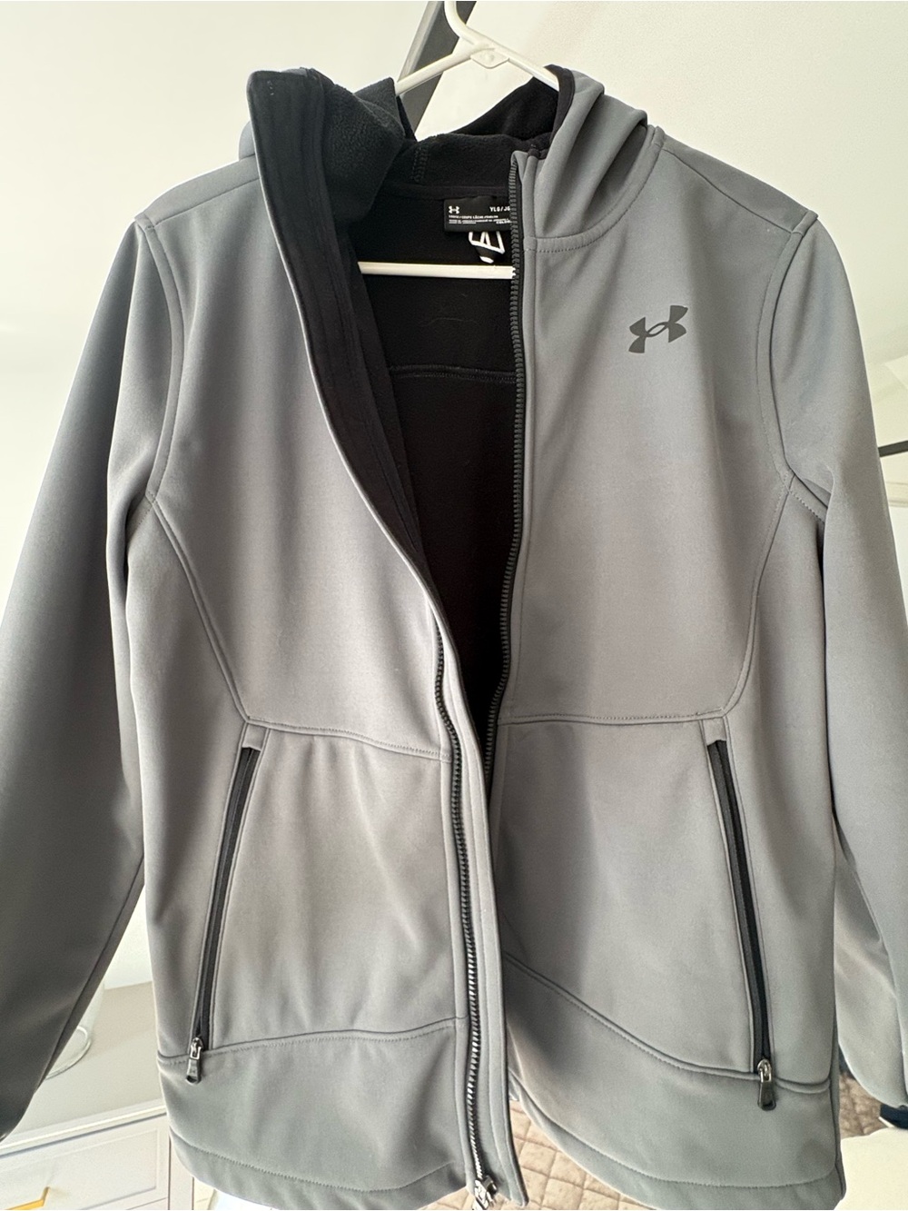 Under Armour Gray Hooded Kids Softshell Jacket
